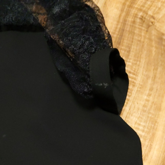 The Kooples Lace Chiffon Button Up Blouse with Leather Trim - Picture 7 of 8